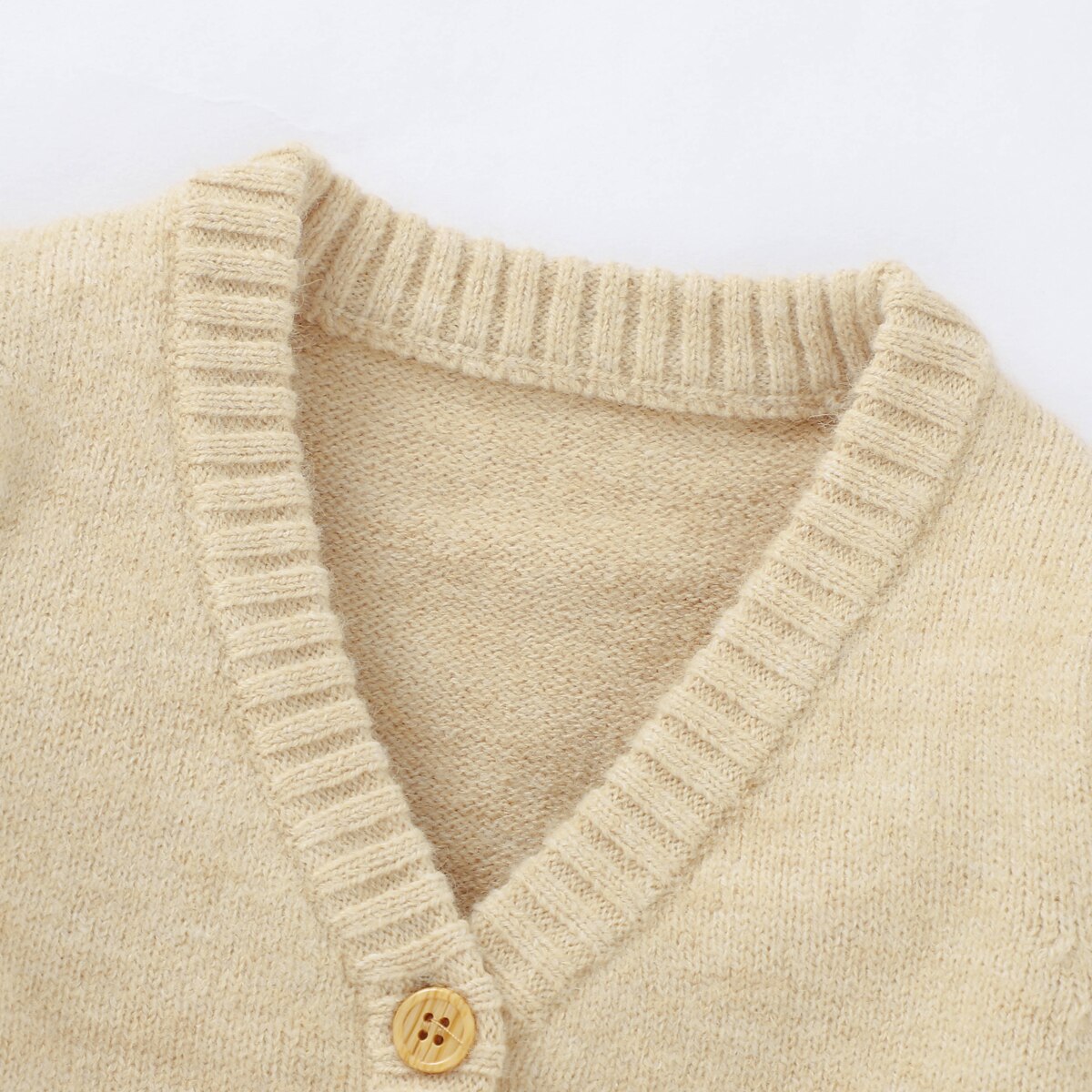 Baby Girl Kitted Long-sleeved Cardigan Fresh Color Contrast V-neck Single-breasted Knitted Soft Jacket Autumn