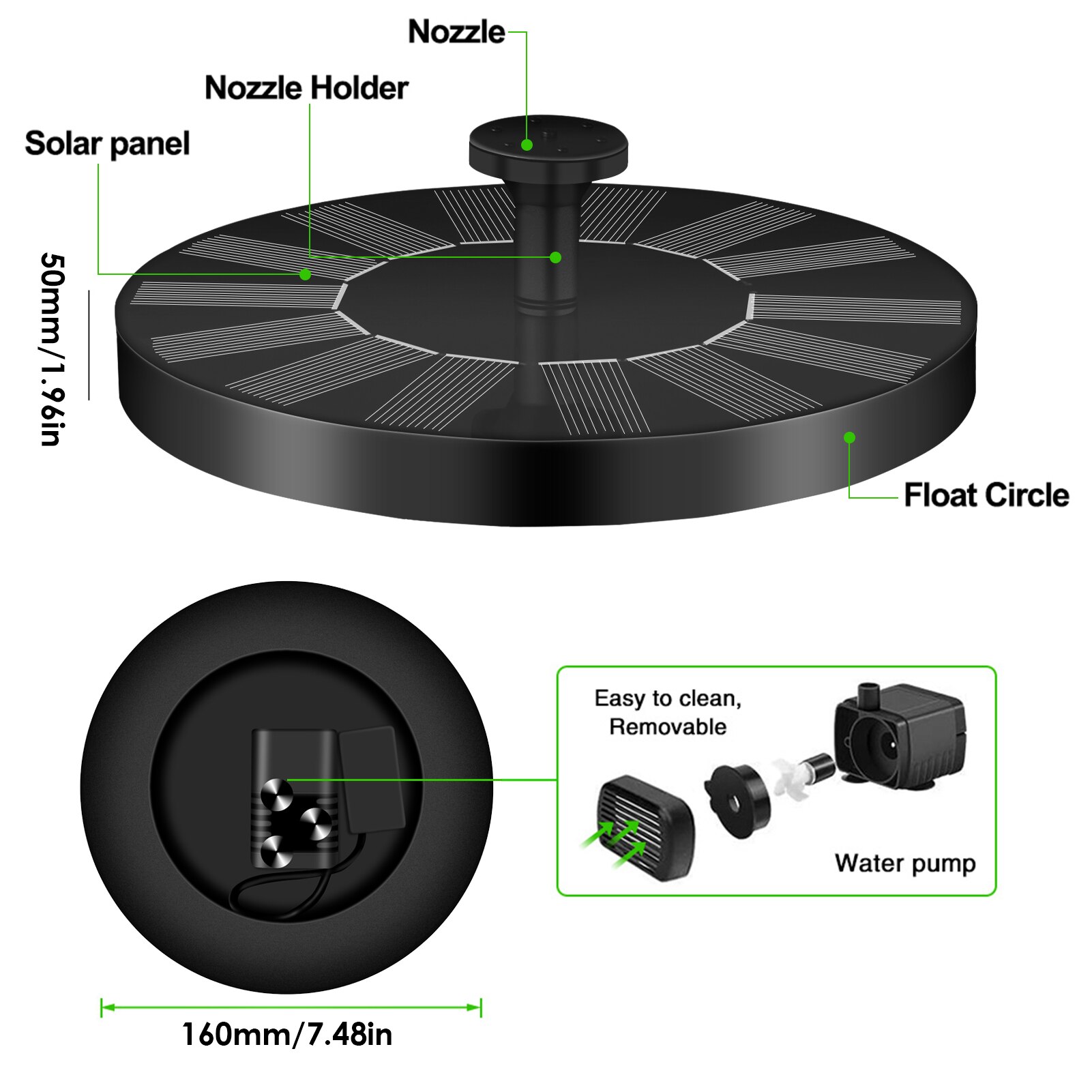 7V 1.4W Solar Fontein Multifunctionele Vogel Bad Zonnepaneel Powered Waterval Fontein Tuin Aquarium Aquarium outdoor Decor