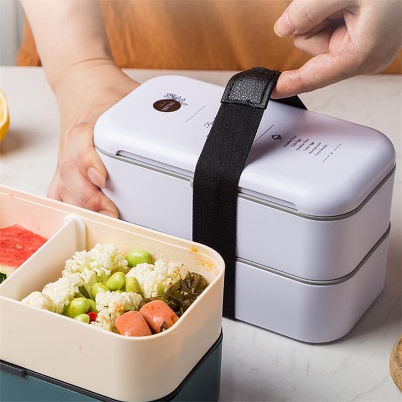 1000ml Portable 2 Layers Bento Box Food Container ... – Grandado