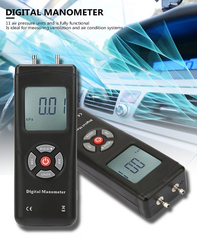 Pressure Gauge Meter Portable Digital Manometer TL100 Handheld Air Vacuum/Gas Differential Pressure Meter with Backlight