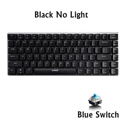 Ajazz AK33 82 clé alliage panneau USB filaire rétro-éclairage mécanique jeu clavier bleu/noir axe avec câble détachable: OPTION 2