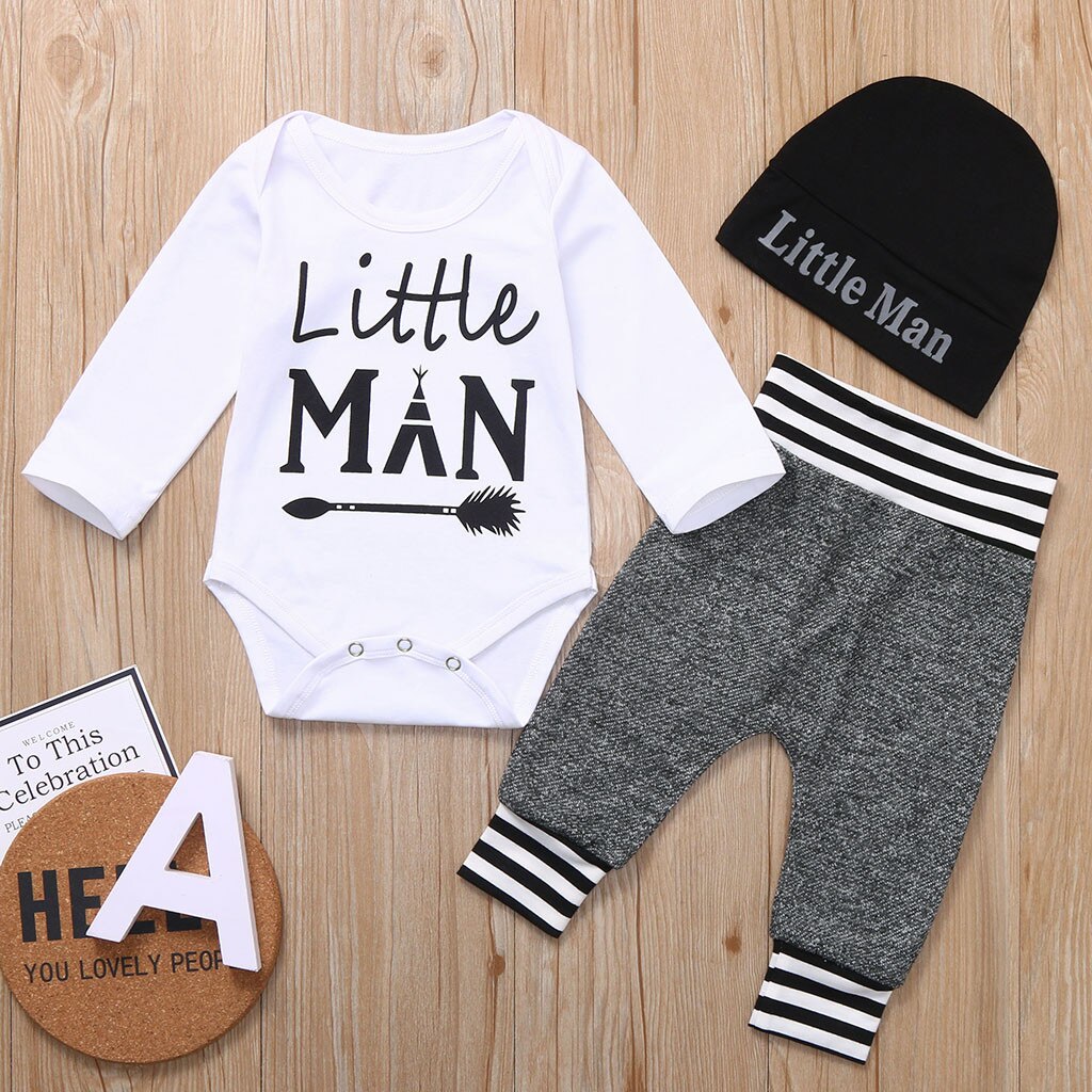 Newborn Baby Clothes Set Infant Baby Boy Girl Clothes Letter Romper+Pants+Hat 3PCS Outfits Set Clothing комплекты одежды