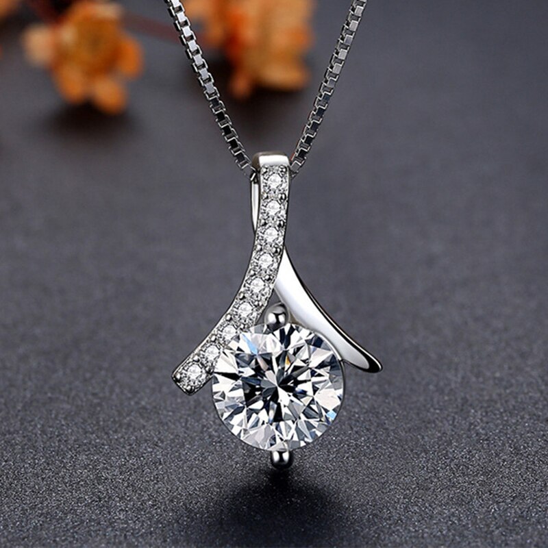 Pendant Necklace - Round AAA Zircon - Trendy Party Jewelry for Women - Tibetan Silver