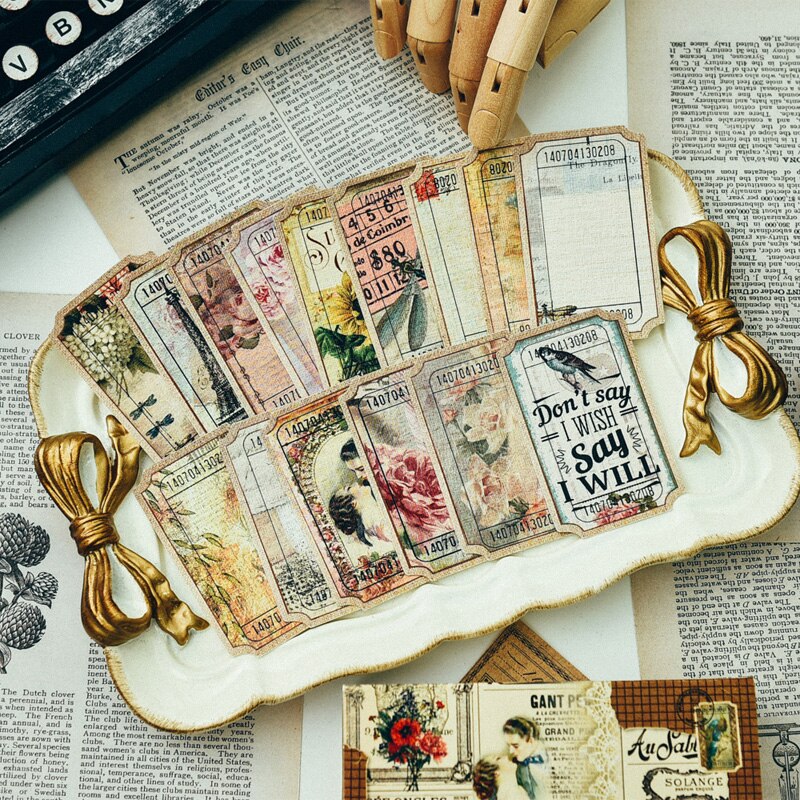 80 Stks/pak Vintage Rekeningen Etiketten Tags Die Cuts Papier Voor Diy Scrapbooking Planner Kaart Maken Journal Project