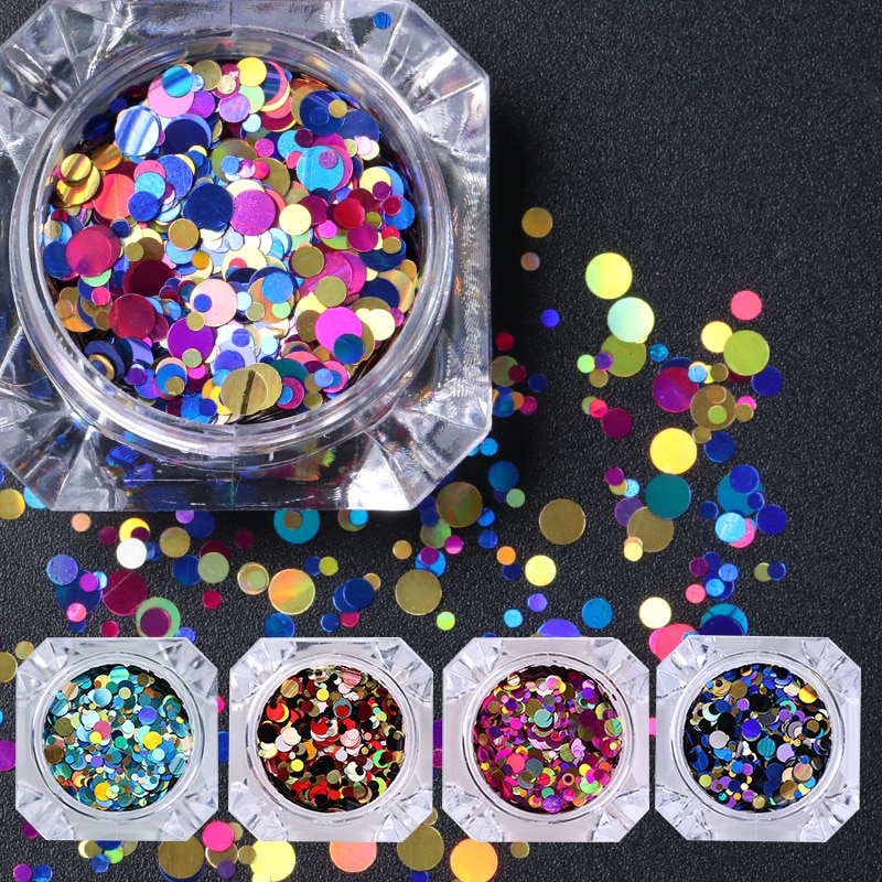 Holographiques ongles paillettes mélange étoile coeur rond flocons miroir irrégulière Paillette ultra-mince paillettes 3D Nail Art décoration