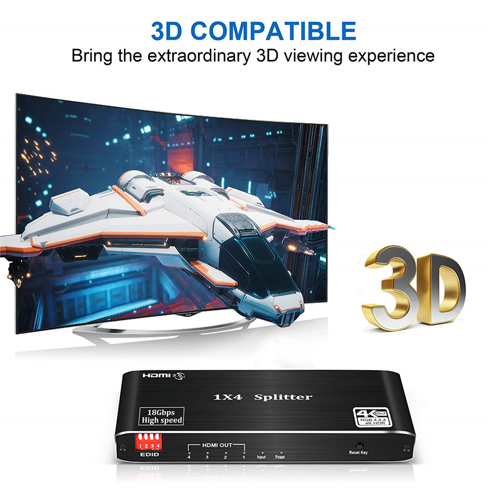 Répartiteur HDMI 2023 pour ordinateur portable, 1x2, 4K, vidéo, audio, prise en charge 3D HDR, 4K, 60Hz, 2.0