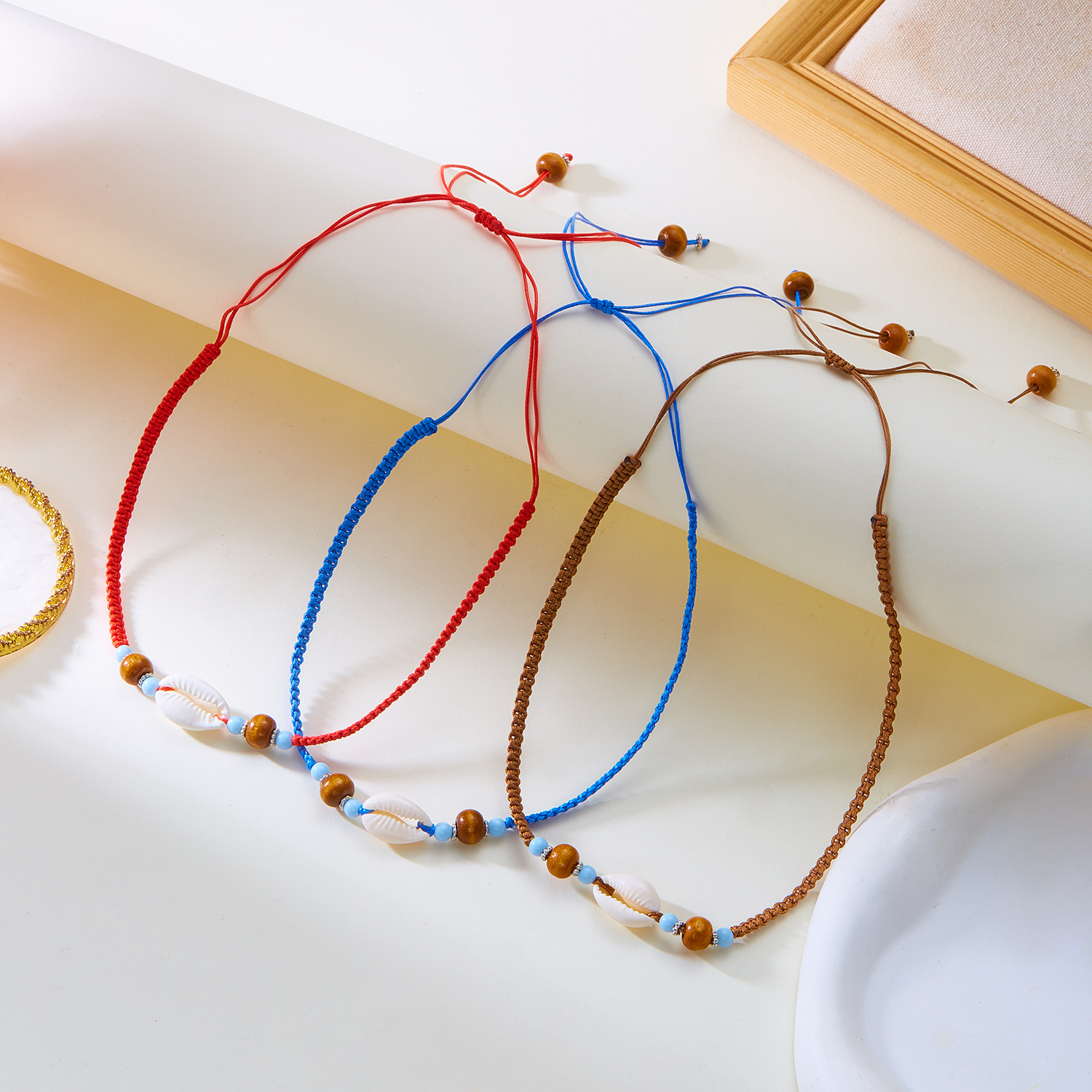 Collar bohemio de cuentas de arroz de colores mezclados para mujer, colgante de concha de estrella de mar, gargantilla de clavícula con cuentas, joyería para en la playa