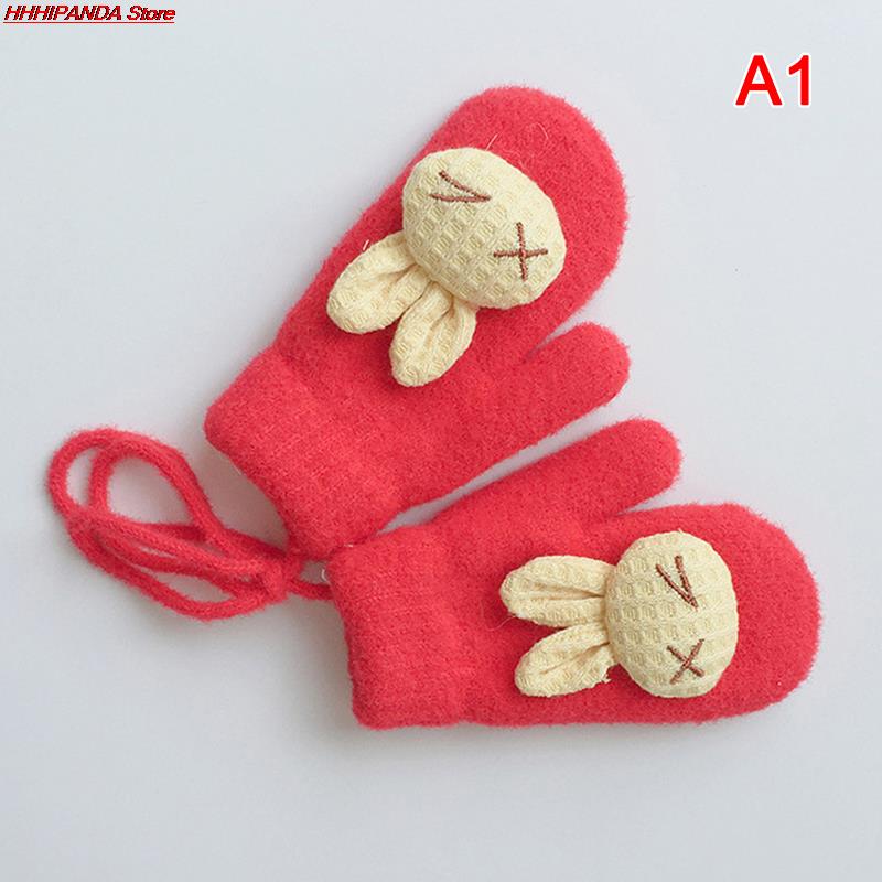 1 Paar Herfst Winter Warm Baby Handschoenen Cartoon Animal Bunny Thicken Kids Handschoenen Voor Baby Meisje Jongen Zachte Nylon Kinderen wanten: A1