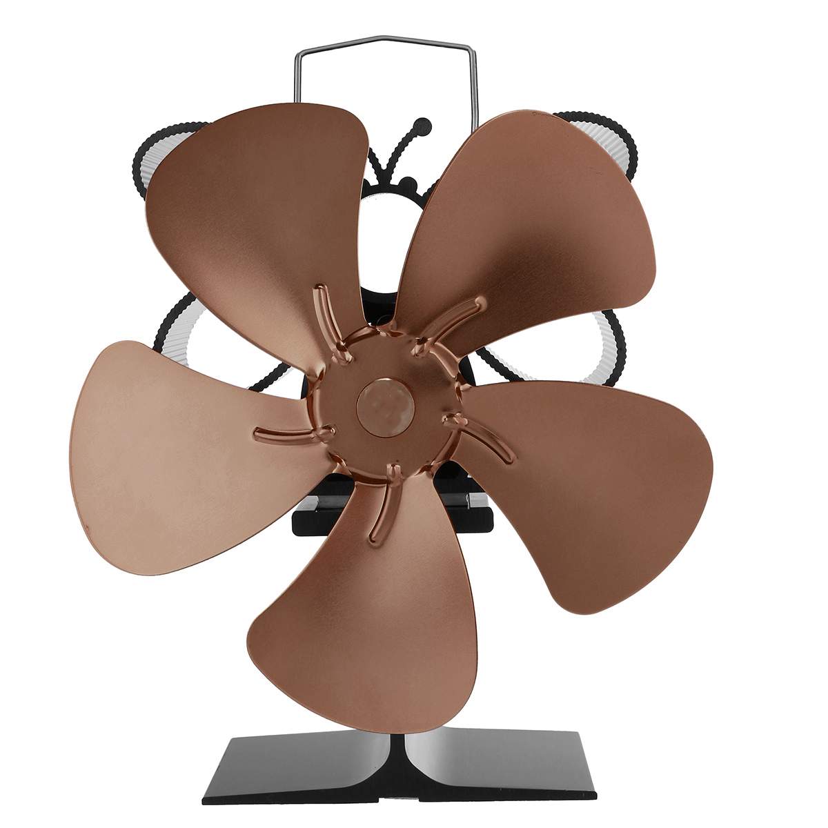 Winter Warm 5 Blades Haard Ventilator Kachel Ventilator Grote Air Volume Eco Vriendelijke Warmte Aangedreven Stille Ventilator Efficiënte Warmteverdeling: Brown