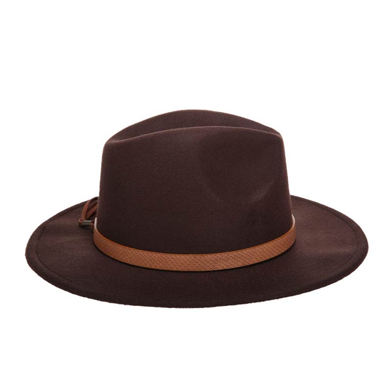 Autumn and winter retro fedora men's and women's universal solid color snake leather belt classic church hats bowler jazz man