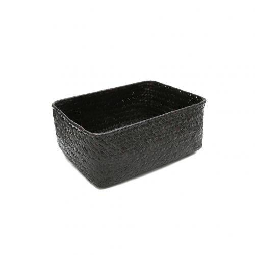 Handmade Weaving Fruit Basket Storage Rattan Cosmetics Cloth Vegetables Fruit Sundries Decoration Tea Basket Picnic Tools: Black S