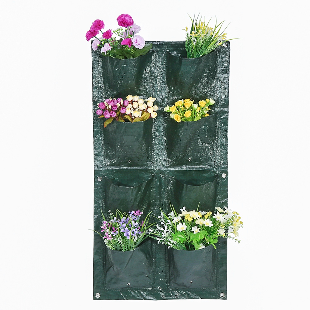 16 lommer lodret haveplante voksende container pose vandtæt anti-korrosiv begrønning blomster vægophæng planter mørkegrøn