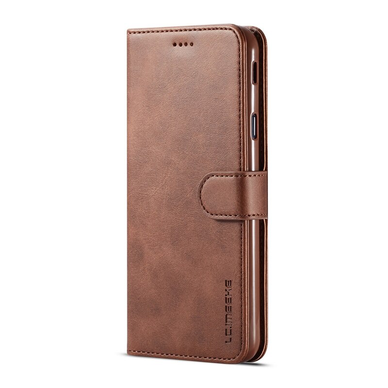 Voor samsung  j4 plus hoesje leren vintage telefoonhoesje op samsung galaxy  j4 hoesje flip portemonnee hoesje voor hoesje samsung  j4+  cover: Samsung  j4 2018 / Donkerbruin