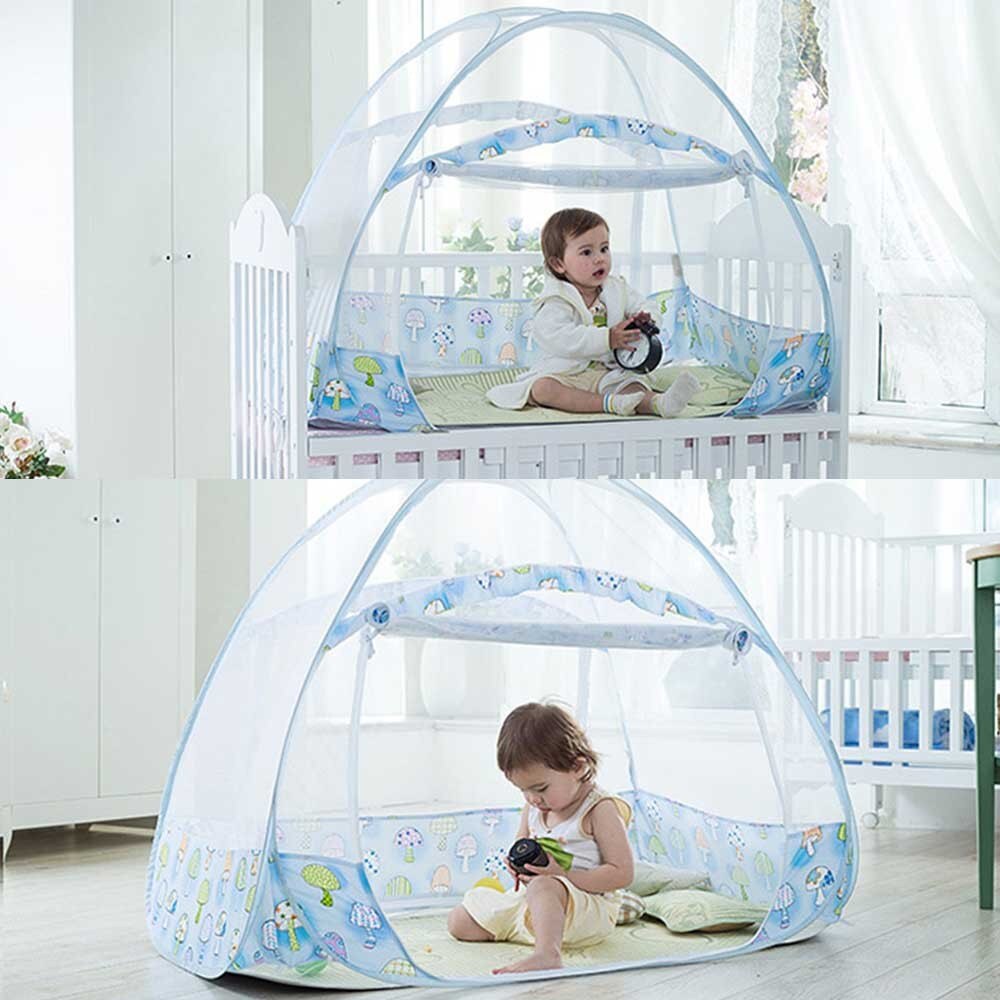 Baby Crib Tent Safety Mosquito Net Toddler Dome Canopy Netting with Foldable Bracket