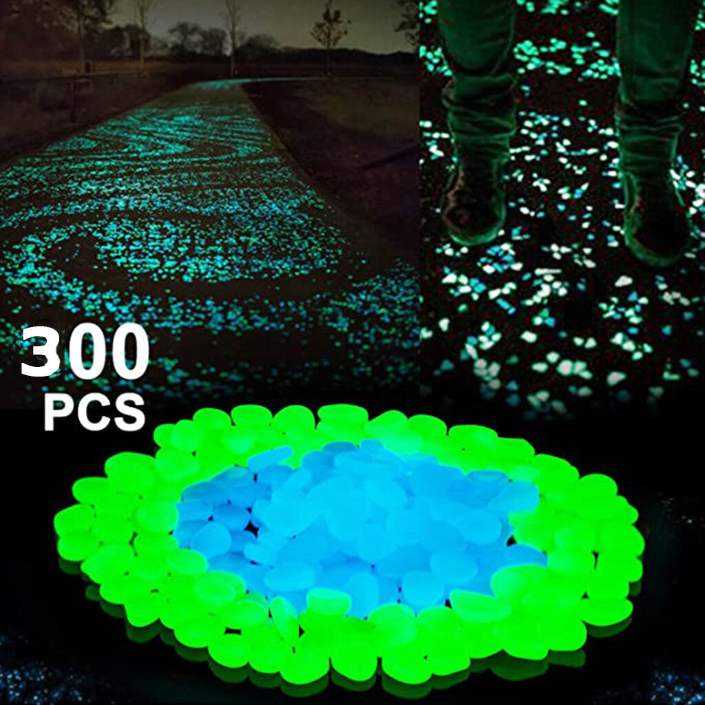 Luminous Stone Glow In Dark Garden Pebbles Glow Stones for Outdoor Lawn Walkways Home Decoration Fish Tank Aquarium Rocks: 300PCS