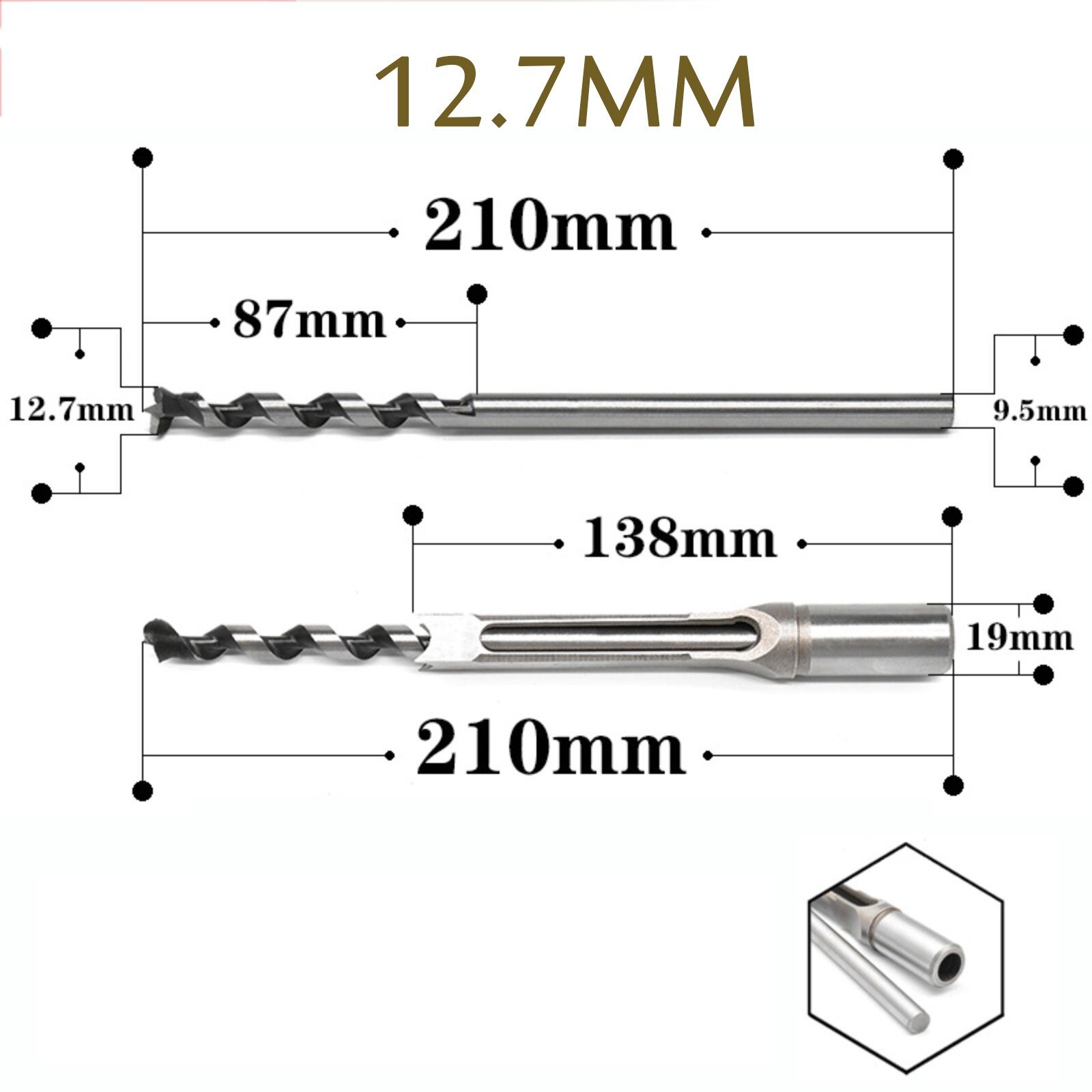 40# Drill Bits Woodworking Drill Tools Kit Set Square Auger Mortising Chisel Drill Set Square Hole Extended Saw