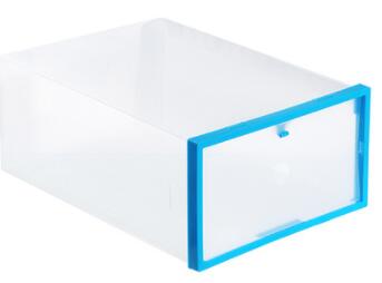 2PC Shoe Organizer Shoe Storage Box Plastic Shoe Box Transparent Rangement Chaussure Shoe Cabinet Make Up Organizer Plastic Box: blue plastic box