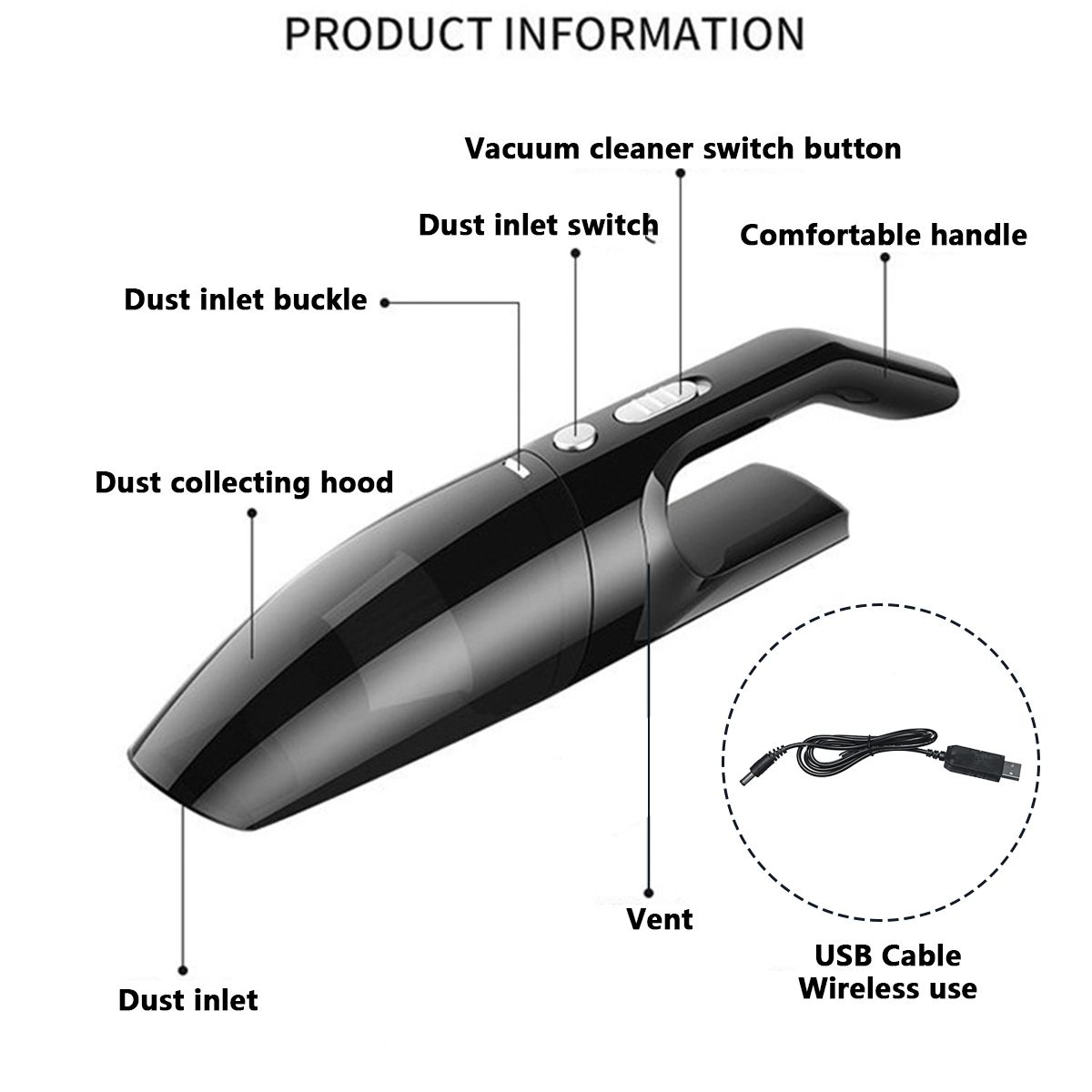 Portable Car Vacuum Cleaner Wireless Handheld Auto Vaccum 8000Pa Suction For Home Desktop Cleaning Mini Vacuum Cleaner