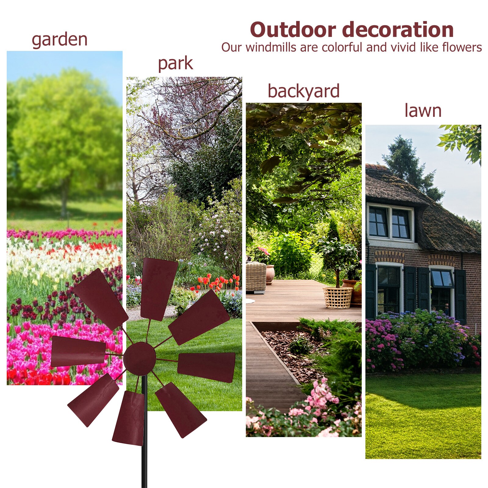 Lawn Pinwheels Wind Spinners Garden Courtyard Decor Windmill Pinwheel Wind Spinner Outdoor Terrace Patio Lawn Ornament
