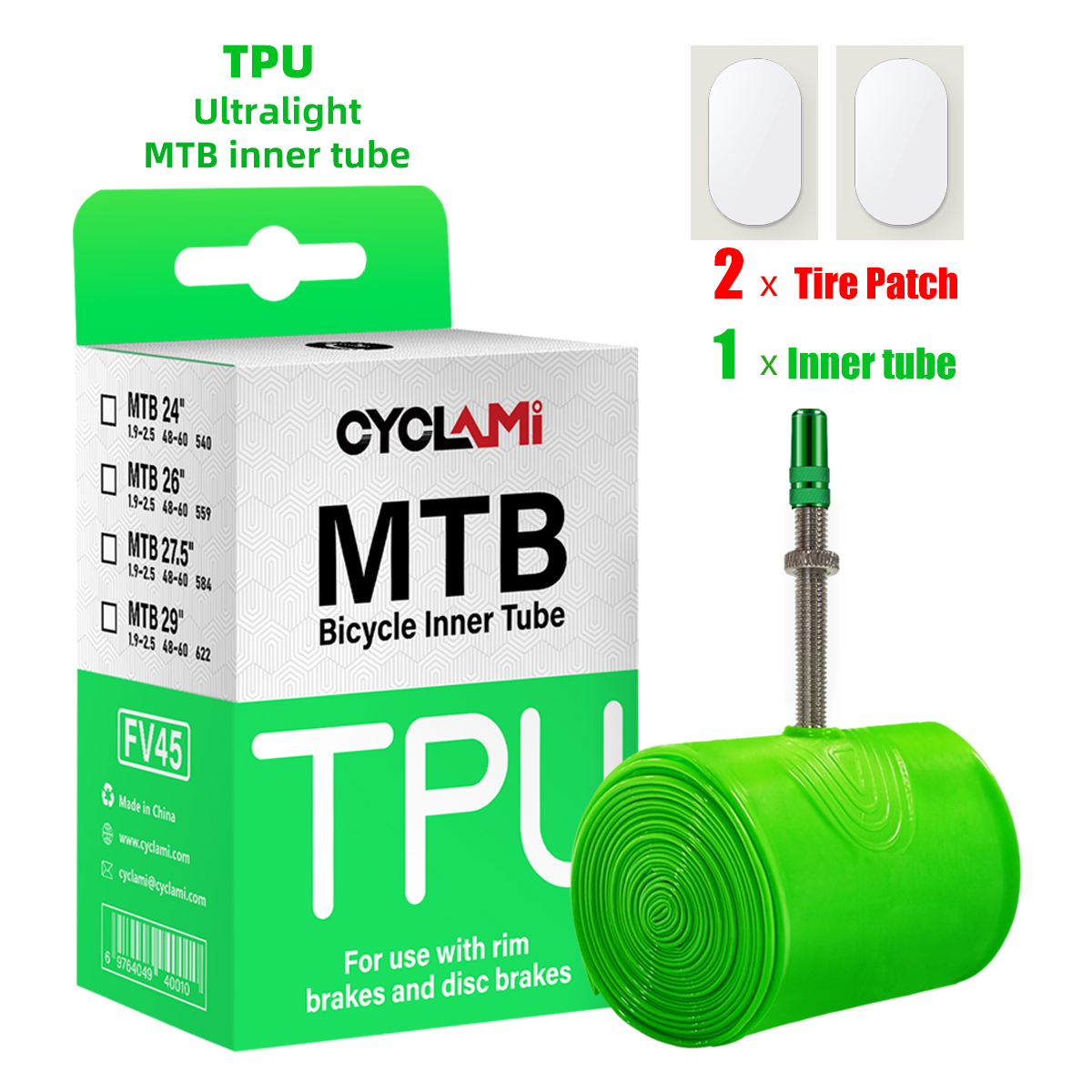 CYCLAMI-cámara de aire ultraligera para bicicleta, neumático de Material TPU de 26, 27,5 y 29 pulgadas, válvula francesa de 45mm, súper ligera, antioxidante: Marfíl / 27,5''