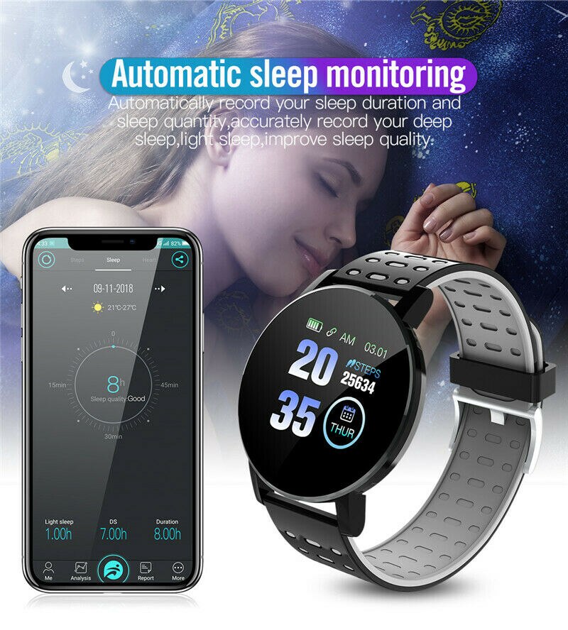 119Plus Smart Horloge IP67 Waterdichte Armband Horloge Hartslag Smart Polsband Sport Horloges Band Smartwatch Voor Android Ios