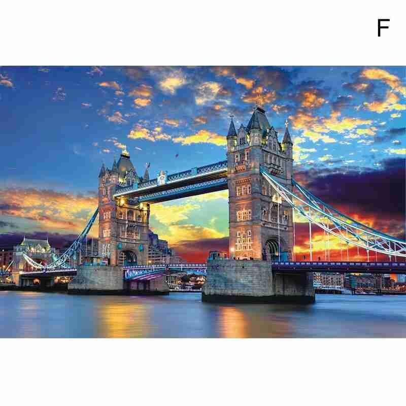 Jigsaw Paper Puzzles 1000 Pieces Self-assembling Scenery Puzzles Adults Puzzles Jigsaw Educational Toys Toy Landscape: F