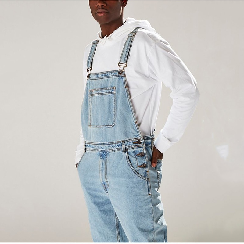 Hoge taille heren jeans plus size xxxl heren jeans high street europese en amerikaanse overalls jumpsuit