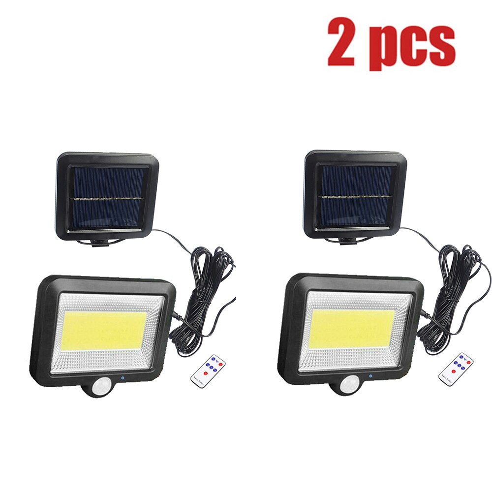 Led Tuin Solar Split Panel Licht Muur Beveiliging Garage Yard Indoor Thuis Straat Dek Hek Solar Lampen Schijnwerper W Split kabel: remote 100led 2pcs