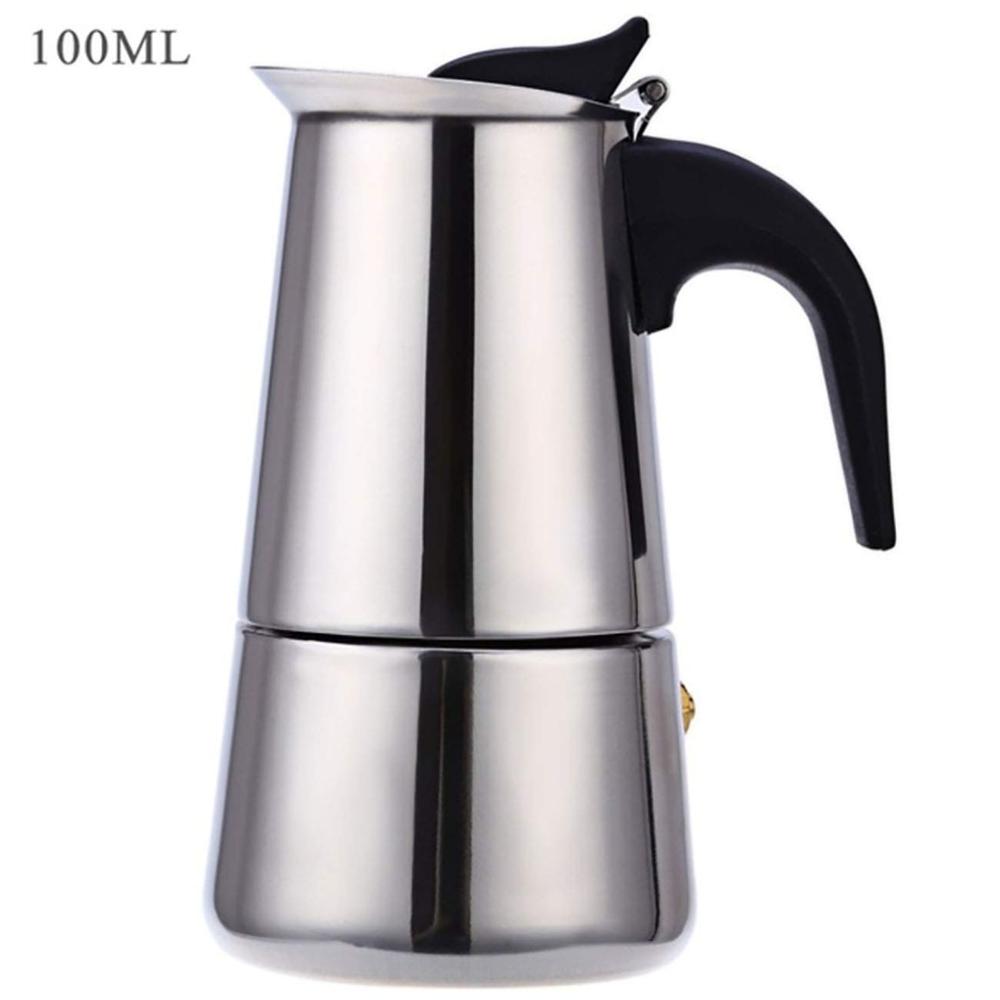 Roestvrij Staal Koffie Pot Mokka Espresso Latte Percolator Stove Koffiezetapparaat Pot Percolator Drinken Tool Koffiekan Latte Kookplaat: 100ml2cup