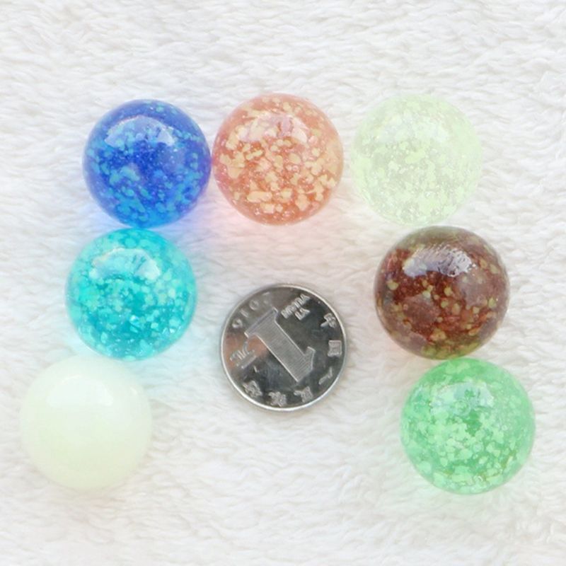 7 st/lot 25mm genomskinliga självlysande glaskulor akvarium hantverk dekorativ boll fluorescerande glaspärlor
