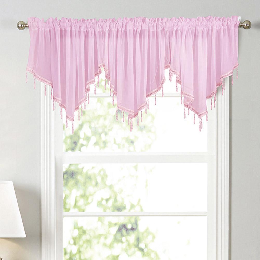 Cortina corta con forma de triángulos de colores sólidos, cenefa romántica para ventana, cocina, sala de estar, dormitorio, accesorios de decoración
