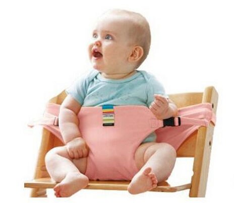 Babystol sikkerhedssele bærbart sæde frokost spisestue sæde stretch wrap fodring sele baby booster стульчик для кормления: Lyserød