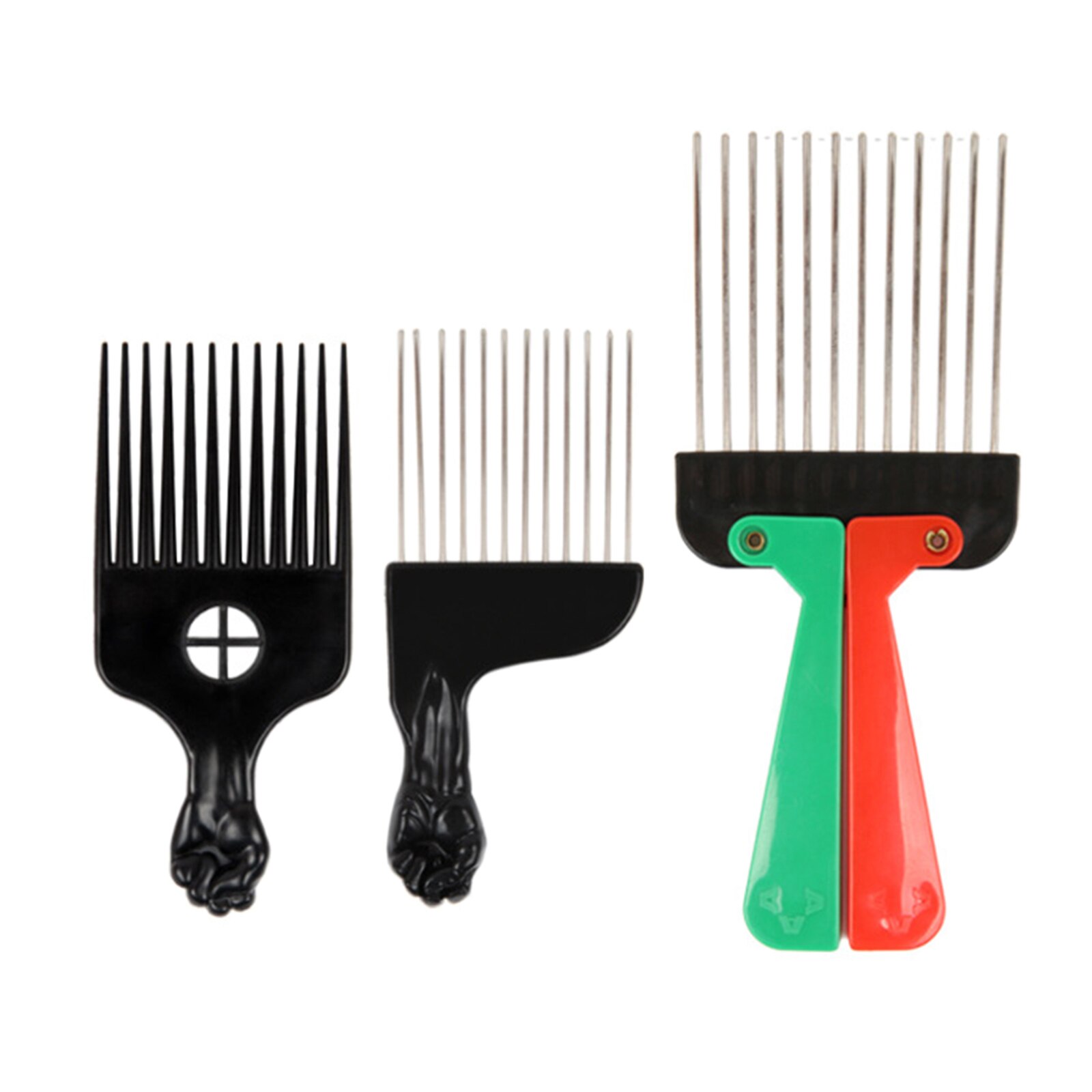 Metal Teeth Afro Comb for Women and Men Black Fist Comb for Hairdressing Styling Curly Hair