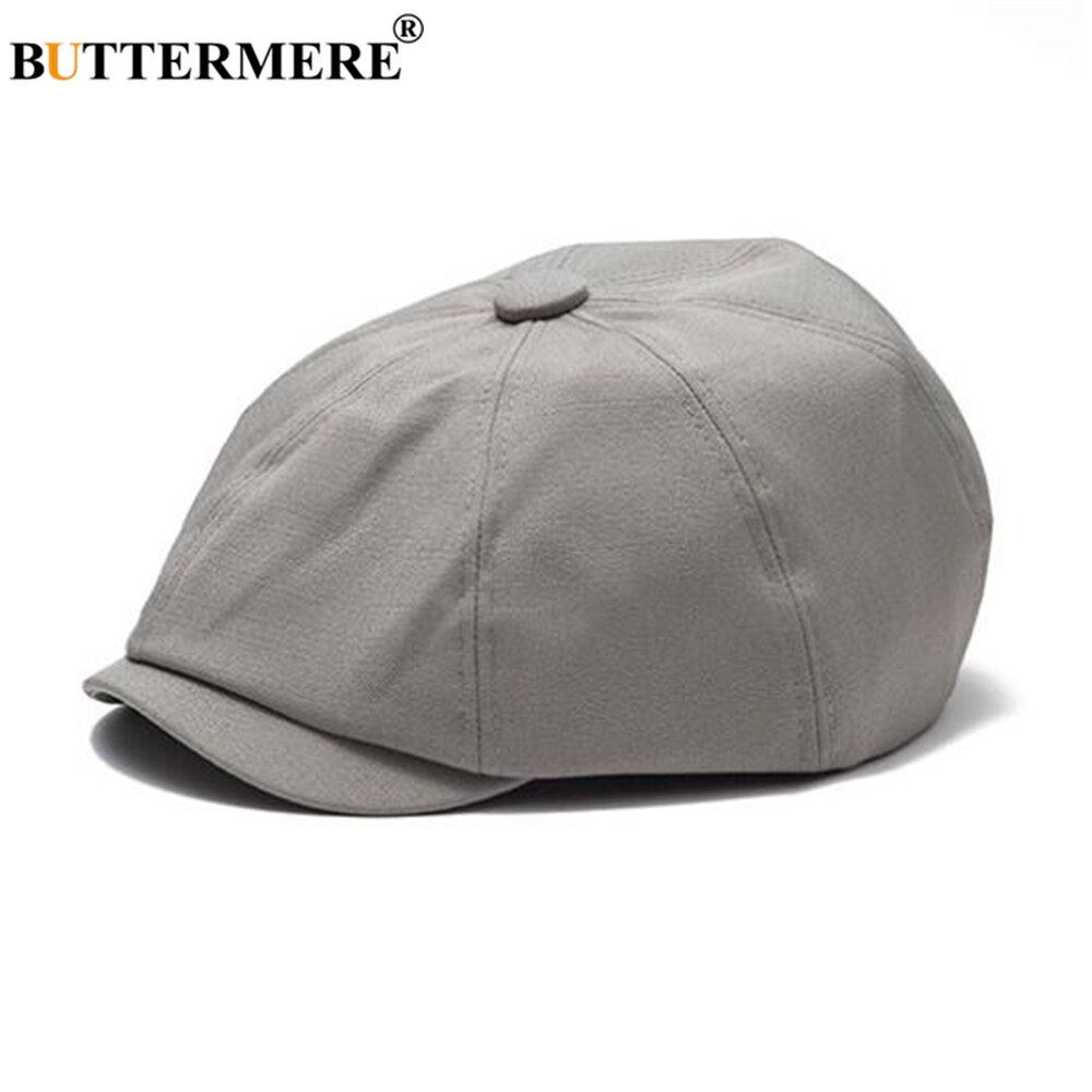 BUTTERMERE-Gorra Newsboy para hombre y mujer, boina Lisa Vintage, informal, negra y gris, para primavera y verano