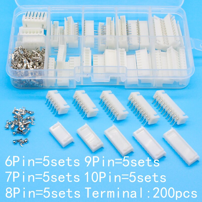 25 Sets Kit In Doos 6P 7P 8P 9P 10 Pin Haakse 2.54Mm Pitch terminal/Behuizing/Pin Header Connector Draad Connectors Xh Kit