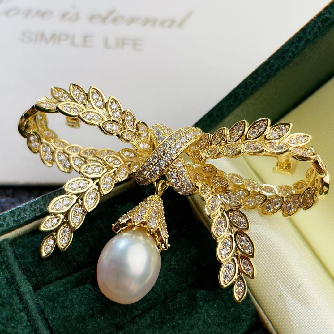 XX110 Nature Fresh Water White Pearl Brooch for Women Fine Presents Oval Pearl 10-12mm Fine Jewelry