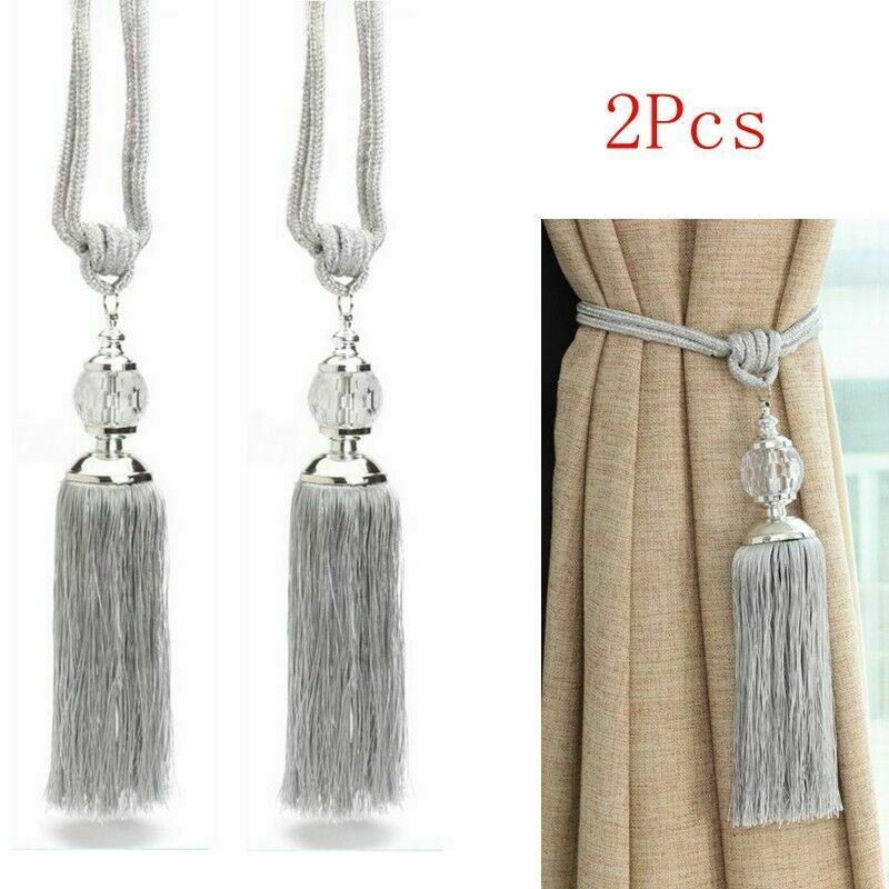 Rideaux à crochets en corde avec pompons | 2 pièces, ceintures suspendues, cordes, décoration en boules de cristal, fournitures pour rideaux de fenêtre