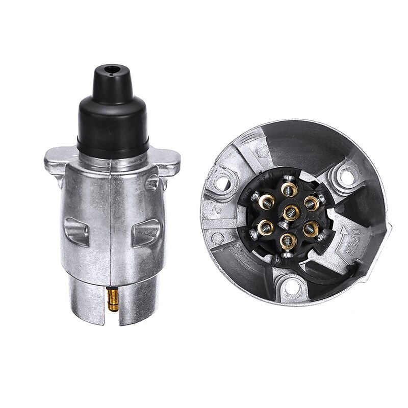 Car Truck Motor Trailer Towing Accessories 12V 7 Pin Aluminium Trailer Connector Towing Plug Socket with Fittings