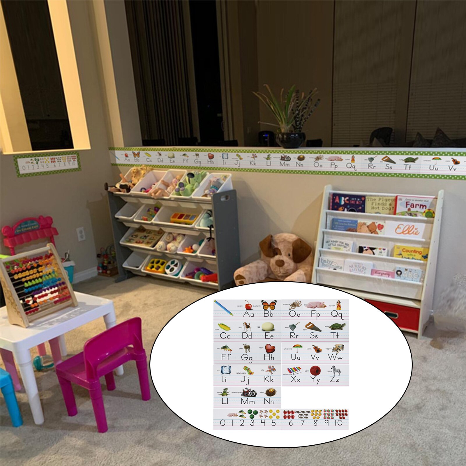 Alphabet Bulletin Board 0-10 Numbers Cards with Picture Cues Decorations