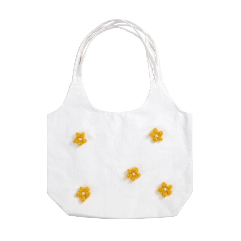 Women Canvas Shoulder Bag Bright Daisies Cotton Cloth Handbag Female Flower Casual Totes Large Capacity Shopping Bags For Girls