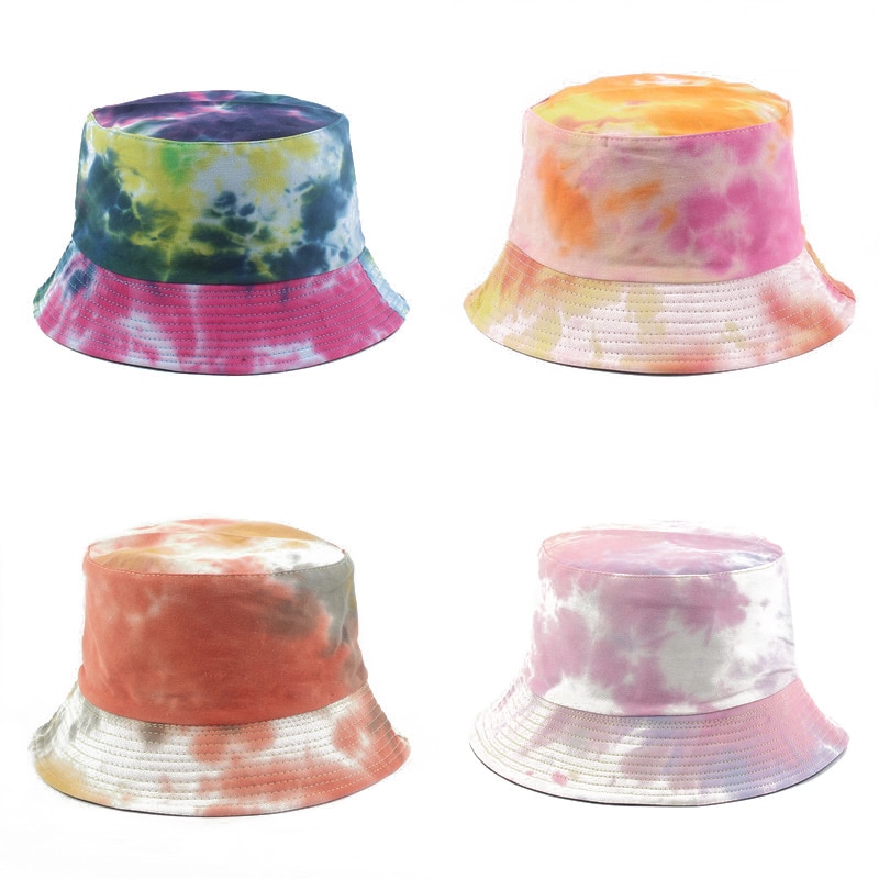 Harajuku tie-dye reversibel spand hat sommer sol hatte til kvinder mænd fiskeri hat graffiti hip hop spand cap
