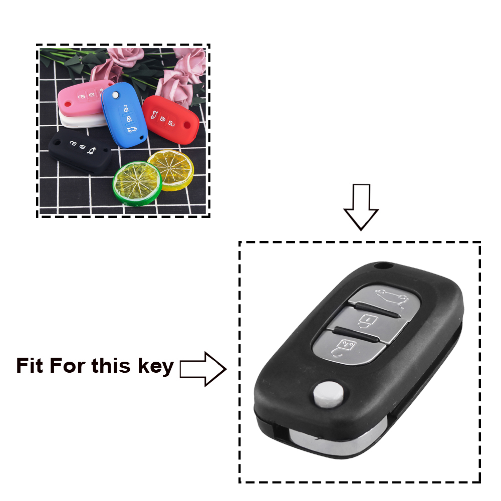 KEYYOU-funda de silicona para llave de coche, carcasa remota para vehículo LADA Vesta Granta XRay Kalina Priora Sedan Sport, Renault Fluence Clio Megane