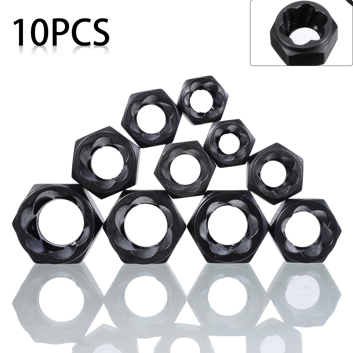 10pcs Damaged Nut Bolt Low Remover Stud Extractor Set Broken Screw Stripped Removal Tool Hardware Repair Hand Tool