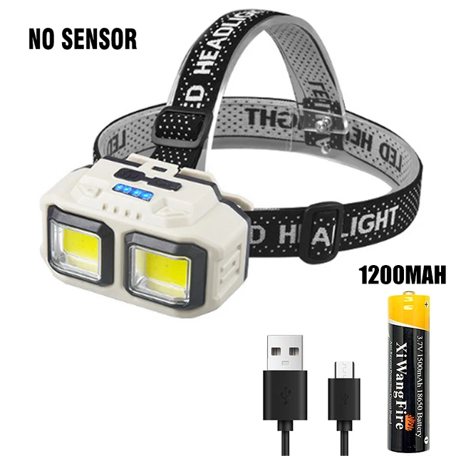 Linterna frontal LED potente, 4 modos de iluminación, recargable por USB, superbrillante, para exteriores, Camping, pesca, Faro de emergencia: Verde