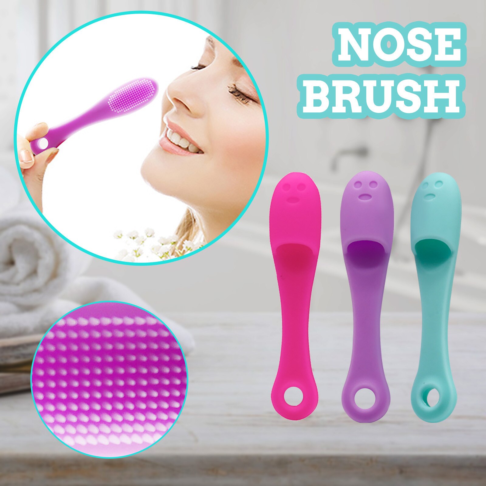 Silicone Double Sided Nasal Brush Remove Blackheads Nasal Wash Face Brushes to Clean Pores Remove Blackheads Acne Nose Brush 303