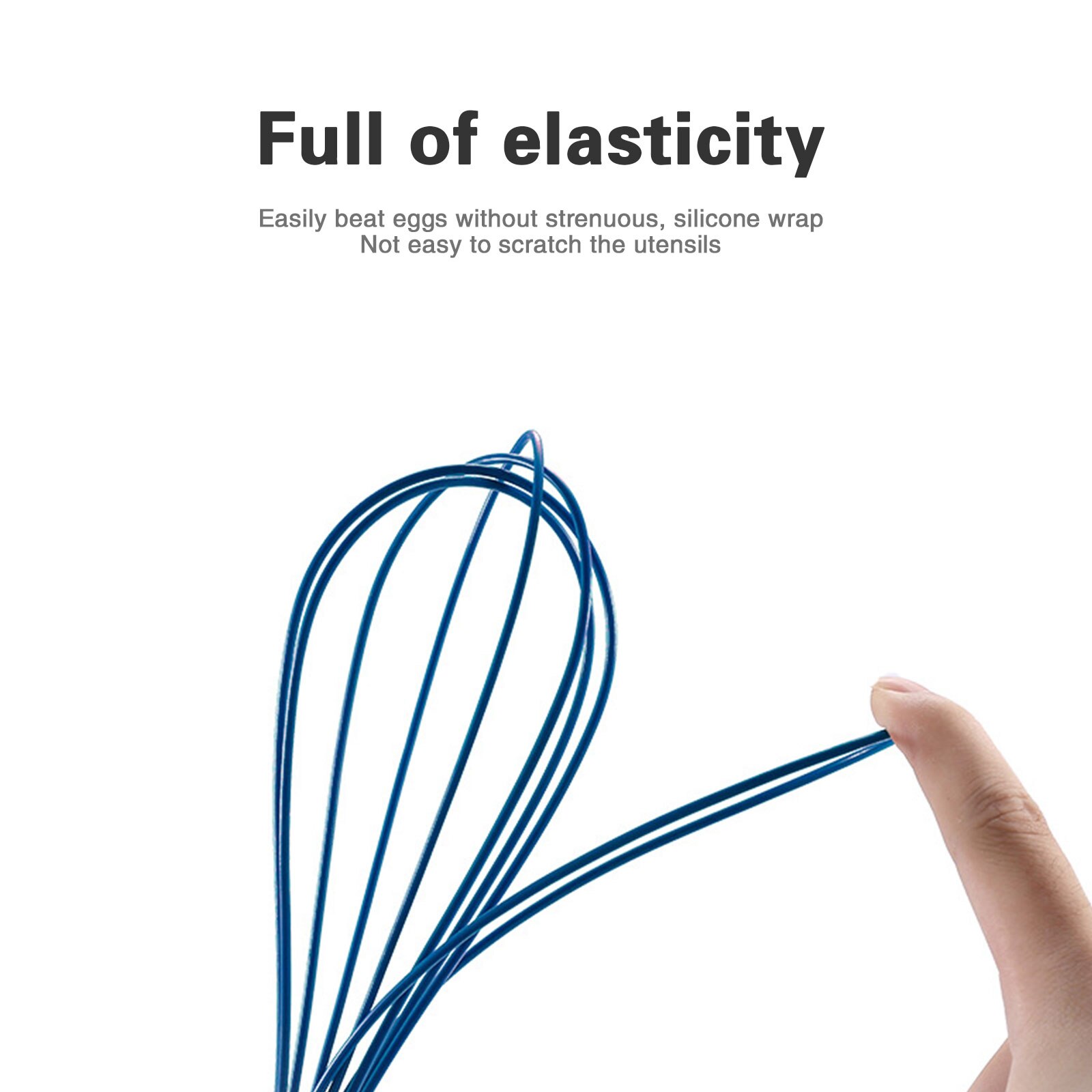 Silicone Whisk Non-Slip Easy Clean Egg Beater Milk Frother Kitchen Utensil Wooden Handle Egg Beater Tool