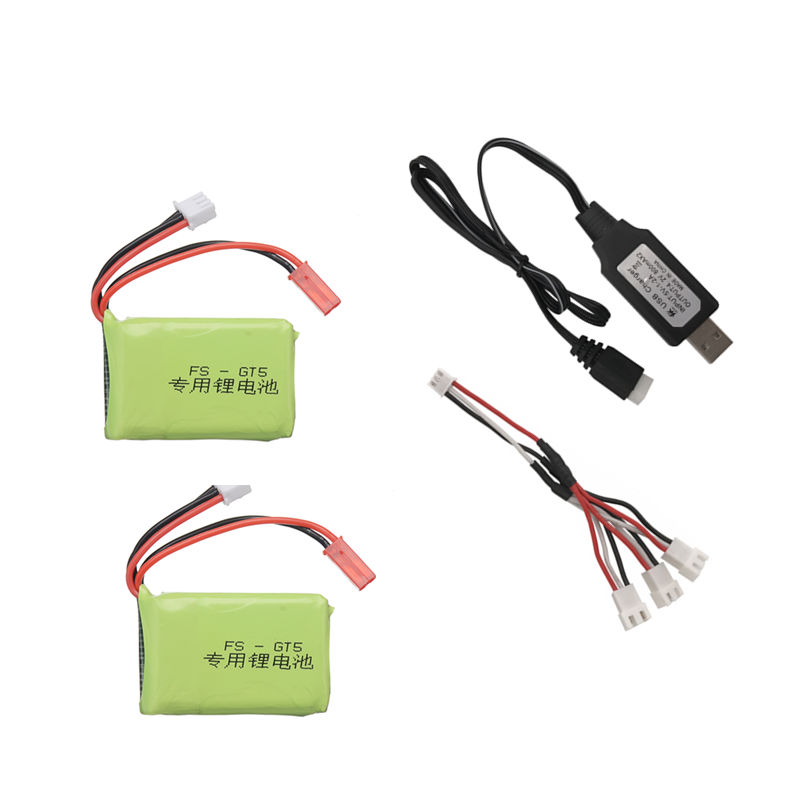 7.4v 1500mah 2S RC Lipo batterie s'adapte pour Flysky FS-GT5 2.4G 6CH émetteur pour RC voiture bateau télécommande: 2 pcs with charger