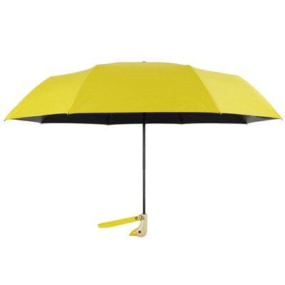 Træ andehoved håndtag paraply  uv 50+  skygge regn eller skinne folde dyr rejse paraply aldrig våd bærbar roman paraply: Gul