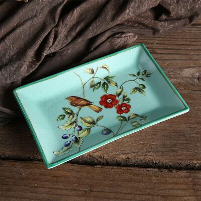 Chinese Flower and Bird Art Ceramics Soap Dispenser Jewelry Box Soap Dish Toothbrush Holder Gargle Cup Bathroom Accessories Set: Soap Dish