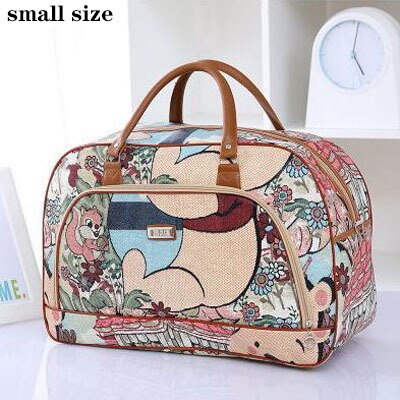 Women Travel Bags PU Leather Large Capacity Waterproof Print Luggage Duffle Bag Men Casual Travelling Weekend Bags: Color bear S